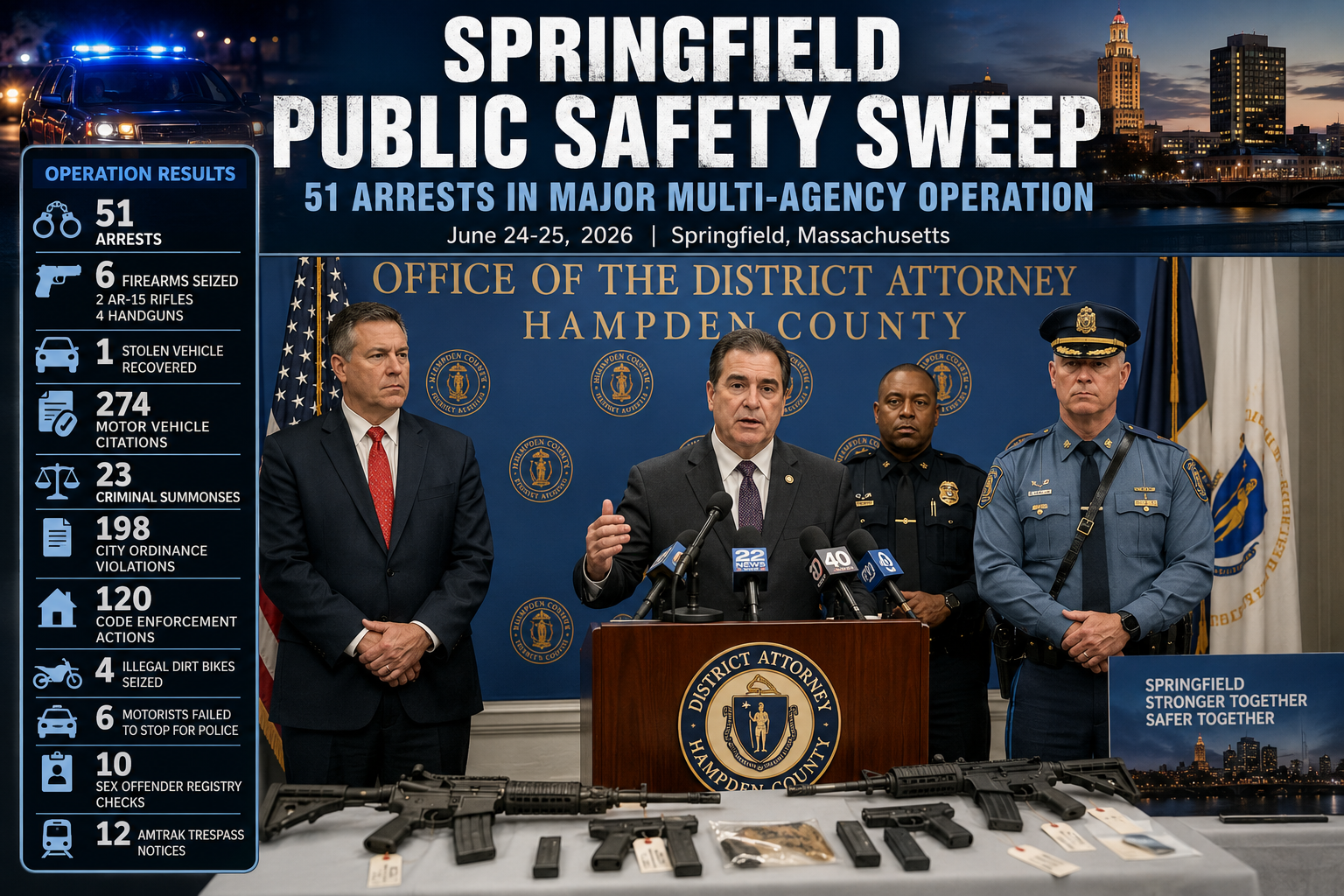 Springfield Public Safety Sweep Nets 51 Arrests as Officials Promise Continued Summer Crackdown